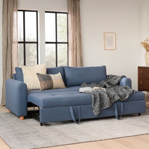 Nordby 87" Sofa Bed - Lull Blue Mid Century Modern Sofa Bed, Blue Sleeper Sofa, Blue Sofa Bed, Coastal Sofa, Sofa Bed Blue, Sectional Living Room, Bus Living, Grey Sofa Bed, Article Furniture