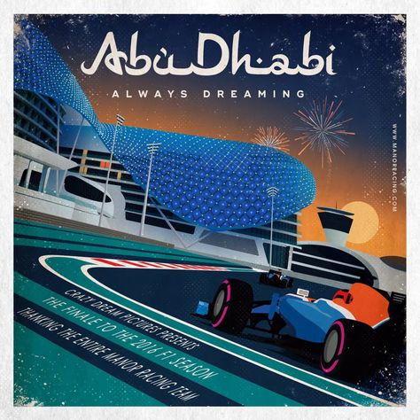 F1 Racing Poster, Travel Magazine Design, F1 Poster Design, Art Deco Car, Vintage Racing Poster, Grand Prix Posters, Abu Dhabi Grand Prix, Motorsport Art, Seasons Posters