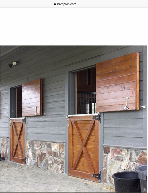 Horse Barn Doors, Exterior Barn Door Hardware, Horse Stalls Doors, Dutch Doors Exterior, Horse Doors, Dutch Doors, Backyard Barn, Horse Barn Ideas Stables, Barn Stalls