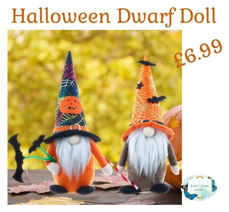 Order by the 5th October for guaranteed delivery for Halloween. £6.99 https://linktr.ee/PetsandHomeCorner Halloween Indoor Decorations, Gnomes For Sale, Witch Gnome, White Christmas Tree Decorations, Halloween Gnomes, Casa Halloween, Home Decor Halloween, Santa Claus Doll, Halloween Tattoo