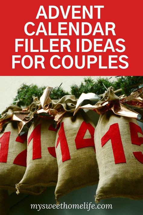 Here are ideas for Advent calendar fillers for adults that are perfect for your spouse. #adventcalendar #adventcalendarfillers #giftsforadults What To Put In Adult Advent Calendar, Gifts For Advent Calendar For Men, Things To Put In Advent Calendar For Men, Homemade Advent Calendar For Adults, Diy Couples Advent Calendar, Advent Calendar Gift Ideas For Men, Advent Gift Ideas For Adults, Homemade Advent Calendar For Men, Advent Calendar Gifts For Men