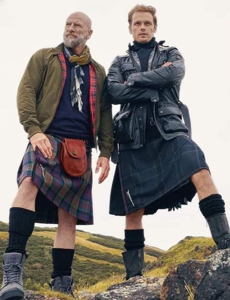 Modern Kilts, Scottish Clothing, Scottish Man, Kilt Outfits, Utility Kilt, Tartan Kilt, Men In Kilts, Outlander Tv, Two Men