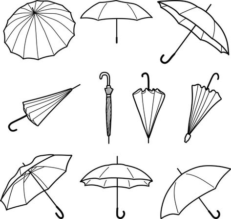 Line Art Umbrella, Umbrella Sketch Design, Simple Umbrella Drawing, How To Draw A Umbrella, Easy Umbrella Drawing, Umbrella Drawing Aesthetic, Fine Line Umbrella Tattoo, Umbrella Line Art, Umbrella Doodle