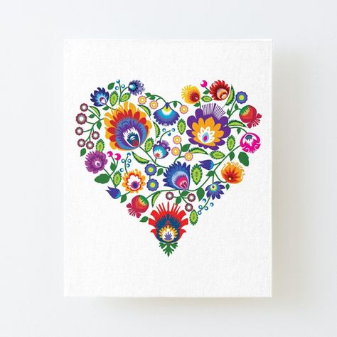 Get my art printed on awesome products. Support me at Redbubble #RBandME: https://www.redbubble.com/i/canvas-print/Folk-Heart-New-by-FK-UK/68454293.56DNM?asc=u Polish Folklore, Traditional Folk Art, Polish Folk Art, Folk Art Painting, Beautiful Heart, Off The Wall, Folk Art, Wall Mount, White Background