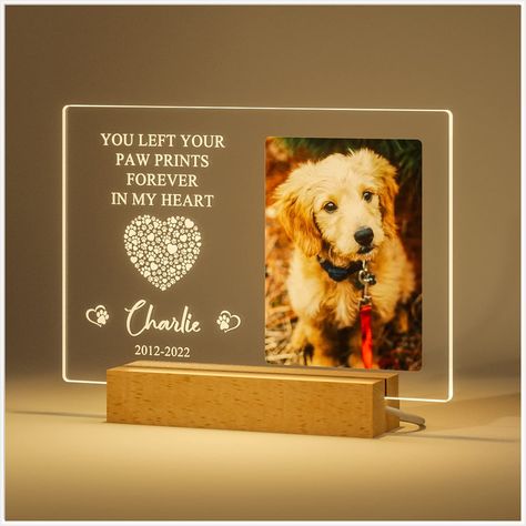 Bemaystar Personalized Dog Memorial Gifts Custom Photo Night Lights Pet Loss Gifts Dog Memorial Plaque Cat Memorial Photo Fra Dog Memorial Gifts, Cat Memorial Gift, Dog Remembrance, Personalized Memorial Gifts, Pet Sympathy Gifts, Loss Of Dog, Personalized Pet Memorial, Dog Memorial Gift, Pet Sympathy