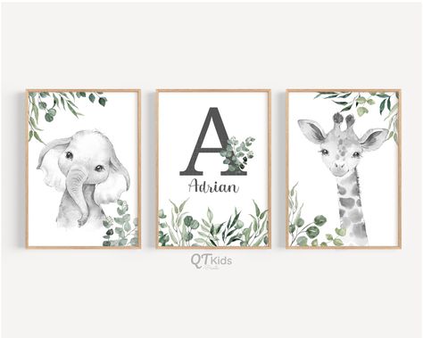 Safari Nursery Boy, Watercolor Nursery Animals, Abc Wall Art, Elephant Nursery Prints, Safari Nursery Wall Art, Jungle Theme Nursery, Safari Animal Wall Art, Safari Nursery Art, Safari Nursery Prints