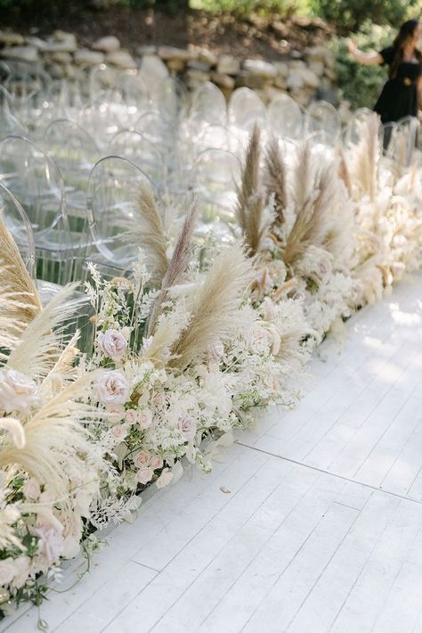 Boho Glam Wedding, Church Aisle, White Pampas, Mykonos Wedding, Wedding Motifs, Wedding Aisle Decorations, Wildflower Wedding, Glam Wedding, Wedding Aisle