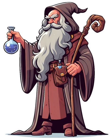 Retro Fantasy Art Wizard, Wizard Cartoon Character Design, Crazy Wizard Art, Funny Wizard Art, Old Wizard Fantasy Art, So Sánh, Cartoon Clip, Cartoon Clip Art, Cartoon Character Design