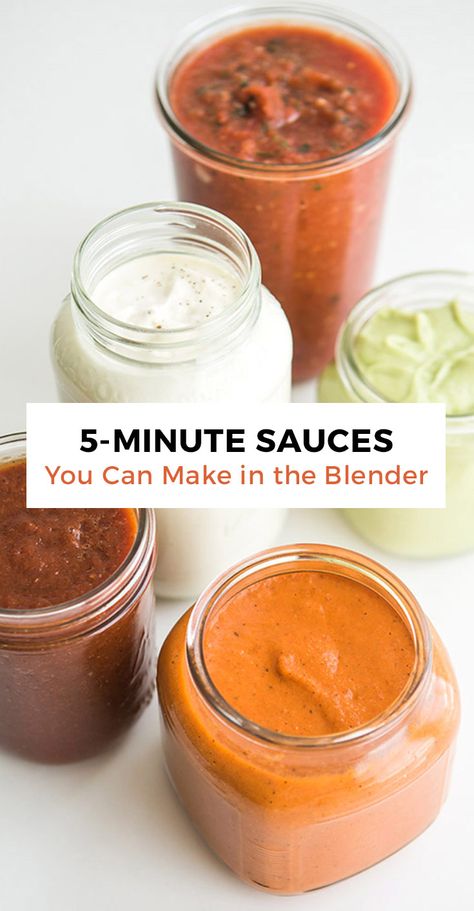 No stove required: Whip up these simple, so-good sauces right in the blender. Tuck away that saucepan. Turn off the stove. When summertime heat (or mid-evening laziness) sets in, you don’t want one more thing on your to-do list. And you definitely don’t want to cook for hours in the kitchen. But you, being the divine foodie you are, also don’t want to leave dinner undone. Or un-yummy. Ninja Smoothie Blender, Blender Sauces, Immersion Blender Recipes, Ninja Blender Recipes, Smoothie Aesthetic, Different Sauces, Magic Bullet Recipes, Nutribullet Recipes, Ninja Blender