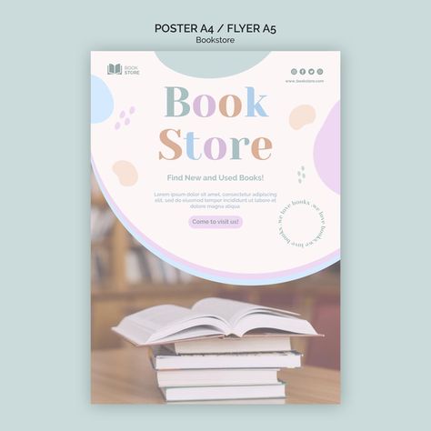 Bookstore ad template poster | Free Psd #Freepik #freepsd Nature Editorial, Minimalist Book Cover, Company Newsletter, Minimalist Book, Book Editorial, Ad Template, Flyer Poster, Poster Designs, Cover Book