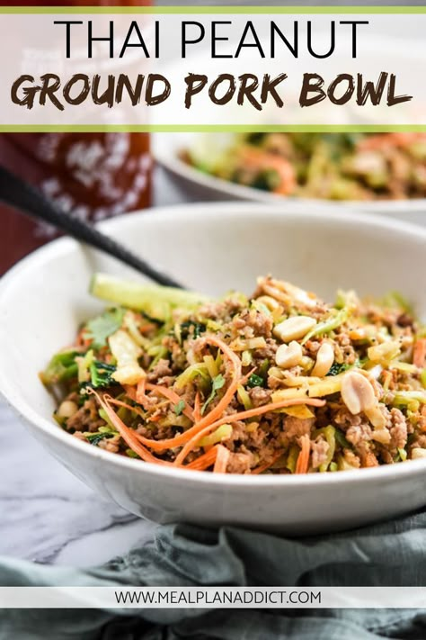 Ground Ham Recipes Meals, Ground Pork Recipe, Pork Bowl, Asian Salads, Asian Pasta, Recipes Meal Prep, Food Thai, Ground Pork Recipes, Asian Meals