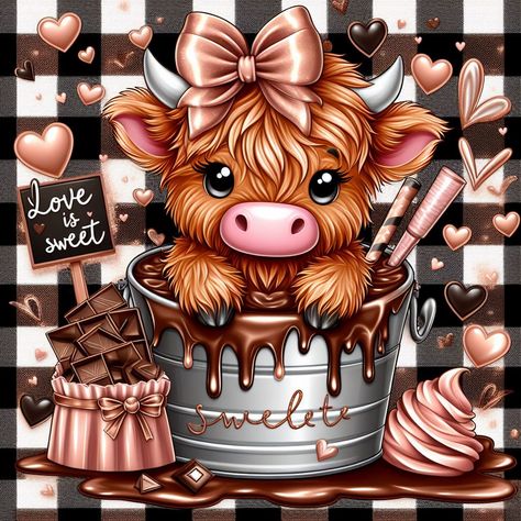 Western Valentines Day Wallpaper, Cows Images, Cow Cartoon Images, Chocolate Cow, Cow Wallpaper, Highland Cow Tumbler, Mini Cows, Baby Highland Cow