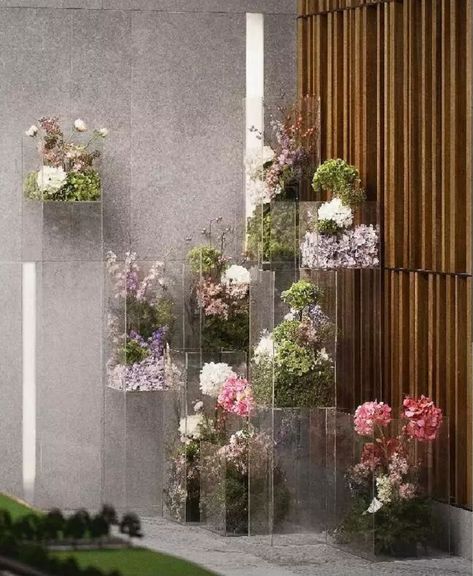 Flowers On Plinths, Flower Shop Interiors, Edgy Bridal, Flower Shop Design, Wedding Stage Design, Wedding Backdrop Design, Flower Installation, Wedding Set Up, Backdrop Design