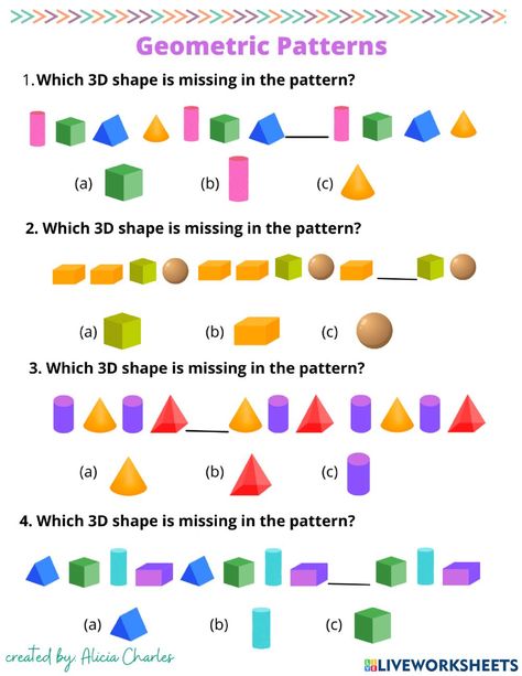 Classifying Triangles, 3d Shapes Worksheets, Polygon Pattern, Worksheets For Grade 3, School Kids Crafts, Maths Worksheets, Pattern Grading, Pattern Worksheet, Shapes Worksheets