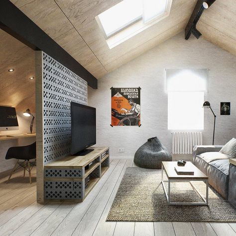 Attic Living Rooms, Attic Living Room, Renovation Plan, Penthouse Design, Duplex Penthouse, Attic Design, Attic Renovation, Attic Remodel, Attic Bedroom