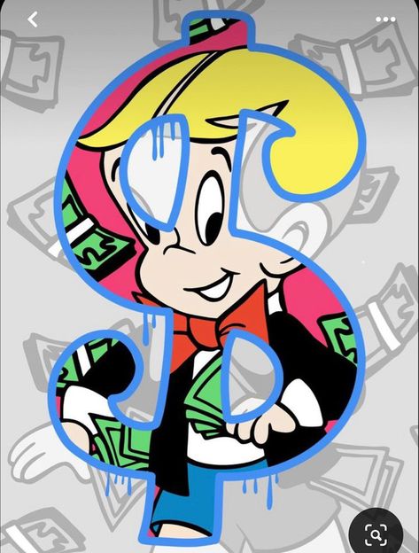 Money Design Art, Monopoly Art, Money Print, Hip Hop Artwork, Richie Rich, Cartoon Artwork, Graffiti Characters, Rich Money, Graffiti Painting