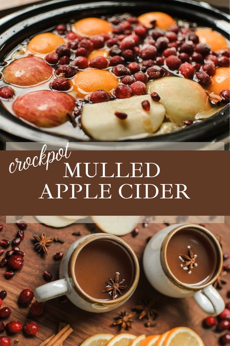 crockpot holiday recipe | mulled apple cider | Thanksgiving recipe | holiday drinks | apple cider | hosting recipe Apple Cider And Wine Recipe, How To Serve Hot Apple Cider, Mulled Wine Apple Cider, Hot Mulled Cider Recipe Crock Pot, Christmas Apple Cider Drink Recipes, Spiked Cider Crockpot, Crockpot Spiced Apple Cider, Mulled Wine Recipe Crockpot Apple Cider, Crockpot Apple Cider Recipe