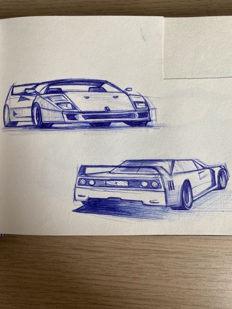 #4 Ferrari Sketch, Pen Work, Weird Drawings, Car Drawing, Car Design Sketch, Ferrari F40, Sketchbook Ideas, Car Drawings, Diy Book