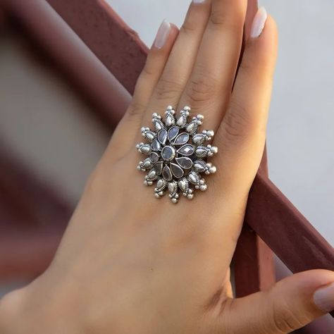 Ethnic Style, Ethnic Fashion, Desi, Ring, Silver, Pink, Quick Saves, Instagram