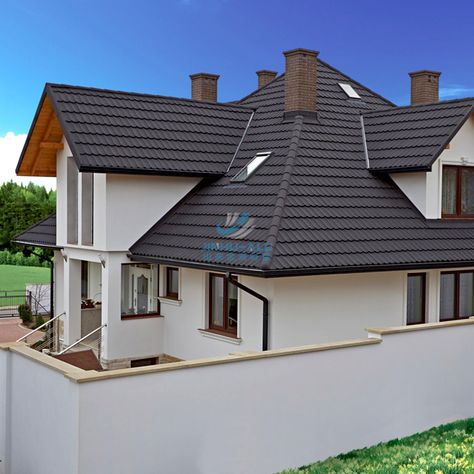 Villa rooftop design modern stone coated steel roofing sheet building material metal roof tiles https://m.alibaba.com/product/1600331427398/Villa-rooftop-design-modern-stone-coated.html?__sceneInfo={"cacheTime":"1800000","type":"appDetailShare"} Steel Roofing Sheets, Metal Roof Tiles, Roofing Tiles, Solar Roof Tiles, Rooftop Design, Steel Roofing, Tile Manufacturers, Roofing Sheets, Green Architecture