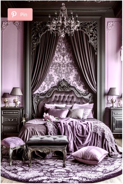 Bedroom Ideas Lavender, Purple And White Bedroom, Feminine Era, Purple Room Decor, Amazing Bedroom Designs, Elegant Bedroom Decor, Romantic Bedroom Decor, White Bedroom Decor, Purple Bedrooms