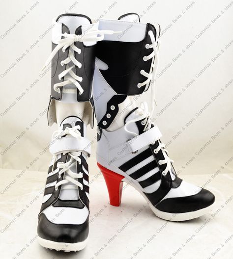 Reference Cos Boots, Harley Quinn Halloween, Shoes Anime, Costume Boots, Theater Costumes, Womens Cosplay, Harley Quinn Costume, Cosplay Boots, Pu Boots