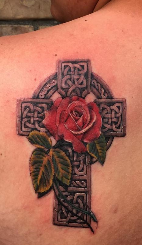 Celtic Rose Tattoo, Celtic Cross Tattoo, Tattoos Celtic, Scenery Tattoo, Cross Tattoo On Wrist, Celtic Cross Tattoos, Celestial Tattoo, Tattoo Me, Cross Tattoos