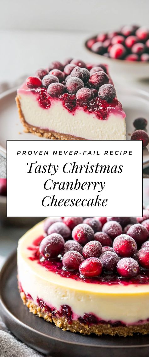 Image for Tasty Christmas Cranberry Cheesecake Christmas Cheesecake Decoration, Flavored Cheesecake Recipes, Xmas Cheesecake, Cheesecake Decorating Ideas, Winter Cheesecake, Cheesecake For Christmas, Cheesecake Topping Ideas, Classic Cheesecake Recipes, Sweet Potato Casserole Thanksgiving