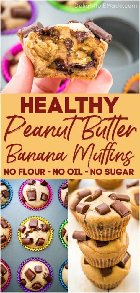 Toddler Peanut Butter Banana Muffins, Healthy Banana Peanut Butter Recipes, Protein Muffins With Bananas, Low Carb Banana Recipes Healthy, Flourless Peanut Butter Banana Bread, Health Banana Muffins, Bariatric Banana Recipes, Toddler Protein Muffins, Low Sugar Baked Goods