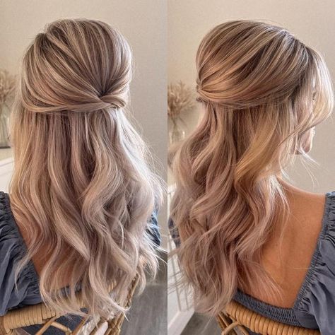 Easy Long Half Updo with a Bouffant Ponytail Prom Hair, Hairstyles For The Summer, Twisty Hairstyles, Bouffant Hairstyles, Easy Braided Updo, Formal Hairstyles Updo, Half Updo Hairstyles, Simple Prom Hair, Bouffant Hair