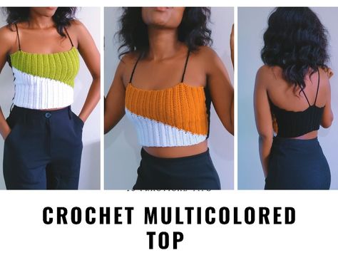 I made a tutorial on this top. I love the two toned ribbed colors. Check the tutorial here Tube Top Tutorial, Top A Crochet, Crochet Tube, Crochet Beginners, Crochet Tube Top, Sweater Designs, Crochet Slouch Hat, Handmade Vest, Crochet Baby Beanie