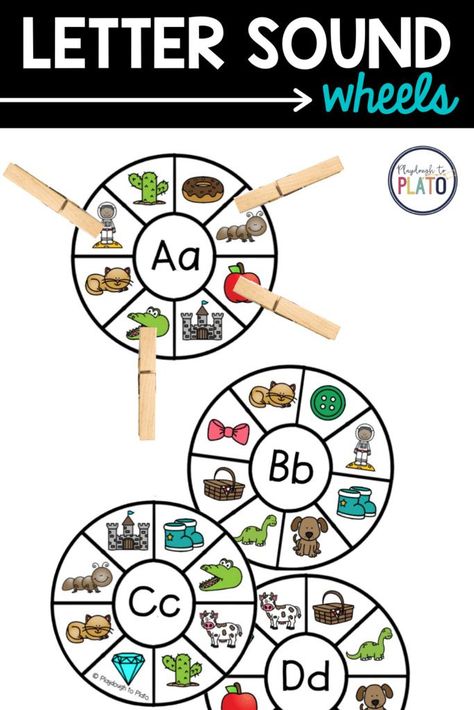 These letter sound wheels are the perfect pre k and kindergarten phonics activity to further letter sound knowledge. Great for practicing beginning sounds and beginning reading skills. These can be used for an easy literacy center as well! #phonics #beginningreader #literacycenters Letter N Activities For Kindergarten, Children’s Day Fun Activities, Teaching Letter Sounds, Sound Activities, Letter Sound Recognition, Letter Sound Activities, Ideas Jardin, Playdough To Plato, Alphabet Centers