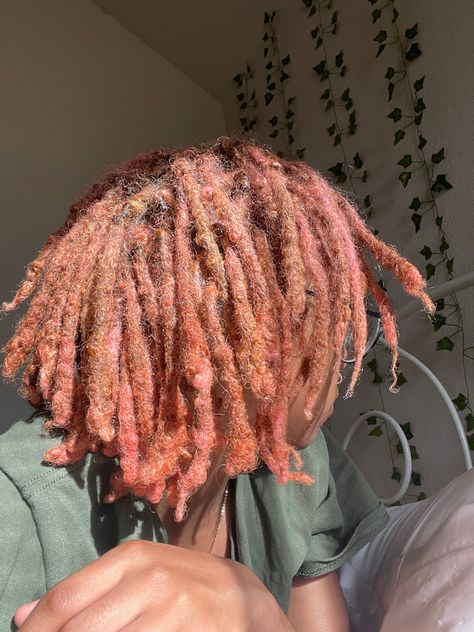 Rose Gold Locs Black Women, Peach Locs, Full Head Dreads Men, Ginger And Pink Locs Black Women, Brown And Pink Locs Black Women, Rose Gold Locs, Blonde Pink Locs, Blonde And Pink Locs, Rose Water For Locs