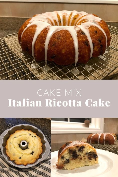 (Cake Mix) Italian Ricotta Cake - Lemon, Basil & Butter Gluten Free Italian Cake, Lemon Basil Butter, Ricotta Recipes Dessert, Ricotta Dessert, Lemon Cake Mix Recipe, Ricotta Cake Recipes, Yellow Cake Mix Recipes, Basil Butter, Lemon Blueberry Bundt Cake