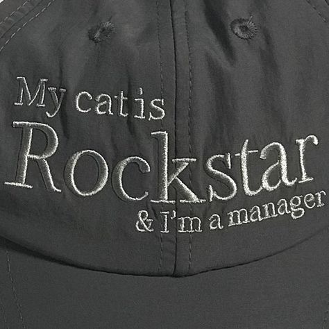 My Cat Is A Rockstar, Rockstar Cat, Cute Cap, Cute Caps, Cat Ball, Dark Theme, Body Tattoos, My Cat, Ball Cap