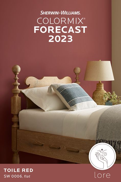 The Lore trend palette from the Sherwin-Williams 2023 Colormix® Forecast tells a story of time-honored traditions and passionate self-expression. Explore this inventive tapestry of deep darks, jolts of fiery yellow and orange, and an airy element of pretty pastel shades. #SWColormix #sherwinwilliams #sherwinwilliamspaint #interiordesigner #colorinspiration #paint #paintcolors #paintpalettes #colorpalettes #designinspiration #moderninteriors #moderndesign #interiordesign Popular Interior Paint Colors, Orange Paint Colors, Brown Paint Colors, Red Paint Colors, Yellow Paint Colors, Paint Trends, Trending Paint Colors, Color Forecasting, Sherwin Williams Colors