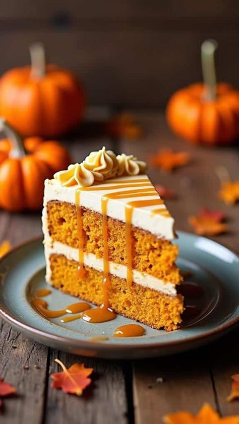 Pumpkin Spice Cake With Maple Cream Cheese Frosting Pumpkin Spice Cake With Maple Glaze, Autumn Spice Cake, Pumpkin Spice Cake Recipe, Maple Cream Cheese Frosting, Maple Cream Cheese, Cotton Cake, Quick Easy Recipes, Creamy Pudding, Maple Pumpkin