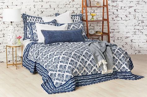 Rosenstein Single Reversible Quilt Blue White Bedroom, Navy And White Bedding Bed Bath & Beyond, How To Clean Pillows, Ruffle Bed Skirts, Ruffle Bedding, Linen Quilt, Colonial Williamsburg, Quilted Coverlet, Reversible Quilt