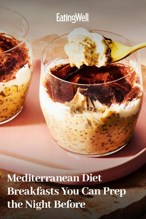 These easy Mediterranean diet breakfast recipes can be made ahead of time, so all you have to do is grab and go or microwave your meal in the morning. Recipes like our Tiramisu-Inspired Overnight Oats and Muffin-Tin Quiches with Smoked Cheddar & Potato make for a satisfyingly easy breakfast you’ll want to have on repeat. Easy Quick Healthy Breakfast, Egg Recipes Breakfast, Mediterranean Diet Recipes Breakfast, Healthy Gut Diet, Mediterranean Desserts, Mediterranean Diet Breakfast, Simple Breakfast Ideas, Gut Diet, Noom Recipes