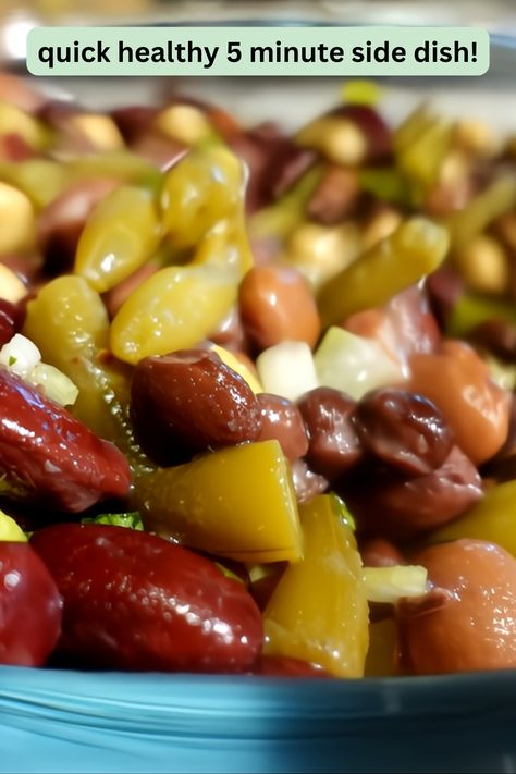 Looking for a quick, healthy, and versatile side dish? 🥗 This Easy Bean Salad comes together in just 5 minutes and is packed with flavor! Perfect for meal prep, picnics, or as a light lunch. 🌿🥄  #beansalad #beansaladrecipe #easysidedish #beans Three Bean Salad Recipe Simple, 3 Bean Salad Recipe, Easy Bean Salad, Bean Salad Recipes Easy, Easy Homemade Chili, 3 Bean Salad, Bean Salads, Garbanzo Beans Salad, Brunch Salad