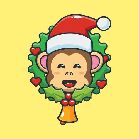 Sick Cute Cartoon, Cute Christmas Cartoon, Christmas Monkey, Monkey Christmas, Bee Games, Pandas Playing, Monkey Drawing, Mouse King, Poster Christmas