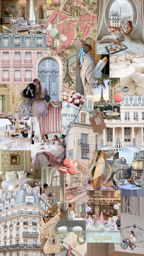 Paris Mood Board Inspiration, Emily In Paris Moodboard, Pastel Mood Board, Paris Moodboard, Paris Mood Board, Aesthetic Scrapbooking, Paris Background, Paris Mood, Pillow Headboard