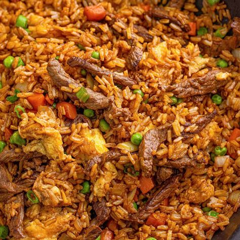 Beef Fried Rice - The Country Cook Instant Pot Beef Fried Rice, Chinese Beef Fried Rice, Beef Fried Rice With Egg, Rice Main Dish Recipes, Fried Rice With Beef, Steak Fried Rice Recipe, Meat Fried Rice, Beef Fried Rice Recipe, Asian Fried Rice