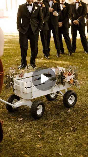 Mindy on Instagram: "DIY wedding wagon Perfect if you have a baby as a flower girl or ring bearer! 🥰 . . . #wedding #fallwedding #ringbearer #flowergirl #weddingflowers #weddingwagon #wagon #diywagon #diy #diyweddingwagon #diywedding #fallweddingdecor #weddinginspo #weddinginspiration #fallweddinginspo #diyfallwedding #whitewagon #diyinspiration #diyproject #lingsmoment #weddingflowers #weddingflorals #fauxflowers #fauxgreenery" Flower Girl Wagons, Wagon Wedding Ring Bearer, Wagons For Weddings, Baby Wagon Wedding, Wagon For Wedding Baby, Flower Girl Wagon Ideas Wedding, Baby Ring Bearer Ideas, Baby Flower Girl Wagon, Wedding Wagons For Flower Girl