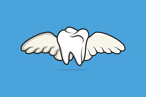 Tooth With Wings, Dentist Logo, Bird Wings, The Dentist, Vector Design, Vector Art, Lashes, Vector Free, Vector Illustration