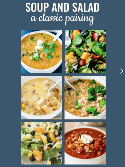 Healthy Soup And Salad Combos, Salad Lunch Recipes, Salad Combos, Soup And Salad Combo, Easy Soup Recipes Healthy, Spicy Chili Recipe, Salad Recipes Lunch, Best Soup, Salad Lunch