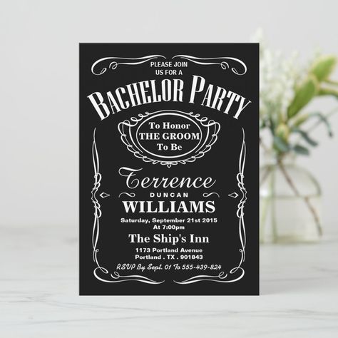 Silver Typography, Black White Typography, Bachelor Party Invitations, White Typography, Modern Games, Stag Party, Bachelorette Party Invitations, Modern Invitation, Watercolor Invitations