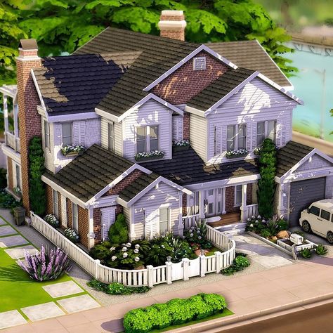 Sims 4 Modern House, Sims 4 Houses Layout, Game House, Sims Freeplay Houses, Shell House, Sims Free Play, Sims 4 House Building, Sims 4 House Plans, Suburban House