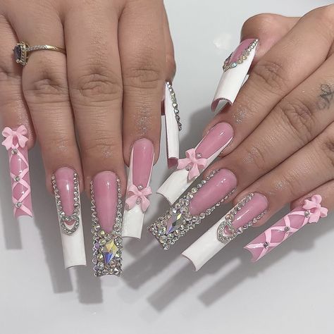 _grabbersbydrea Nextgen Nails, Press On Nails French, French Tip Press On Nails, Nails Luxury, Punk Nails, White French Tip, Tapered Square, Baddie Nails, Dope Nail Designs