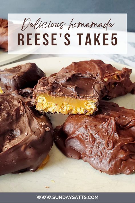 Homemade Take 5, Take Five Bars Recipes, Reeses Take 5 Recipe, Fast Break Candy Bar Recipe, Copycat Candy Bar Recipes, Reeses Take 5, Take 5 Candy Bar Recipe, Reese’s Bars, Reese’s Take 5